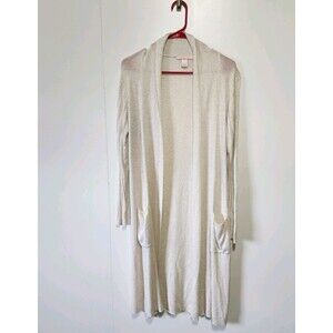 Victoria's Secret Cashmere Blend Ribbed Cardigan Womens Medium Beige Soft Cozy